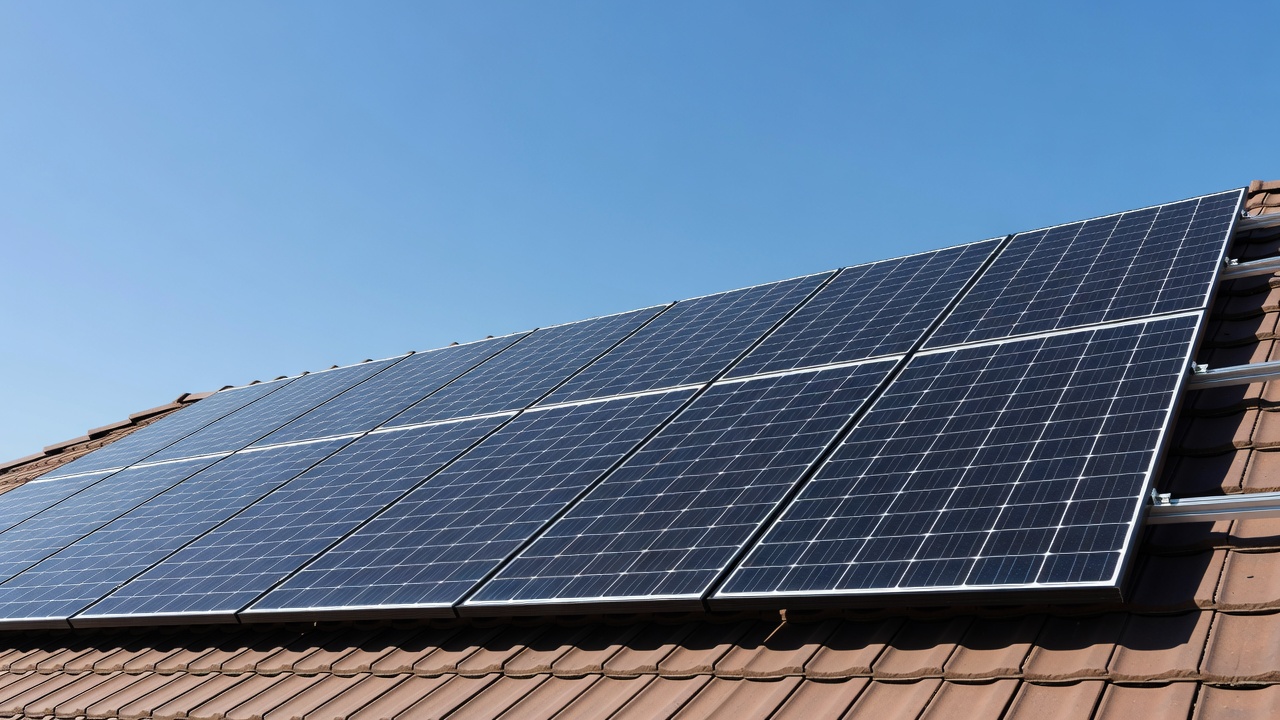 Cleaned residential solar panels on roof